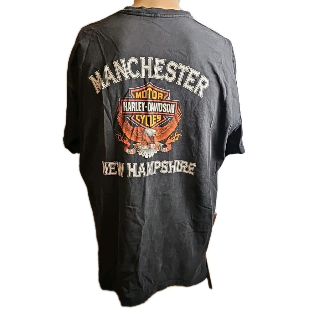 Vintage 90's Harley Davidson Manchester New Hampshire Shirt Size XL Black 1996